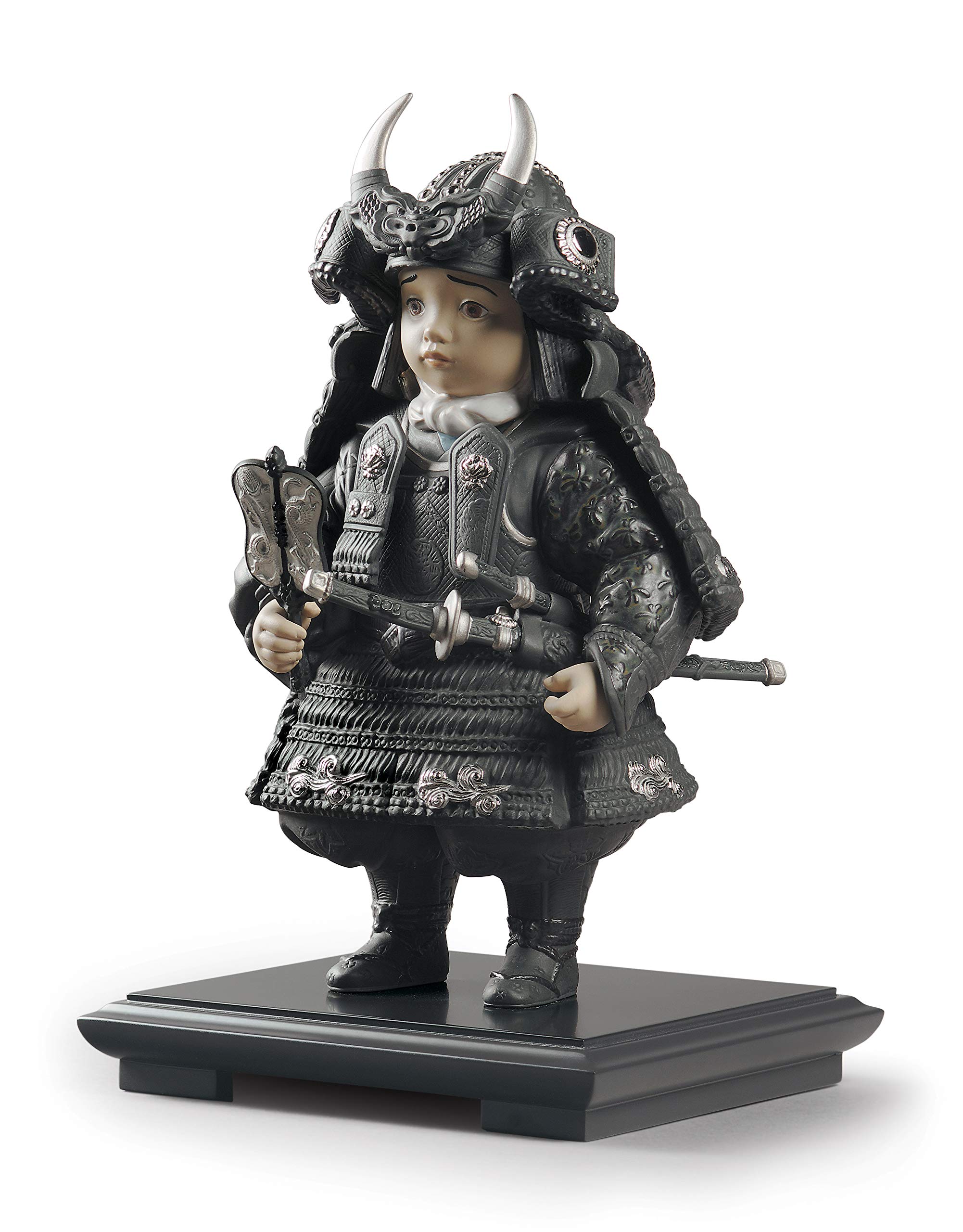 Lladró Alta Porcellana Bambino Samurai scultura lustro argento