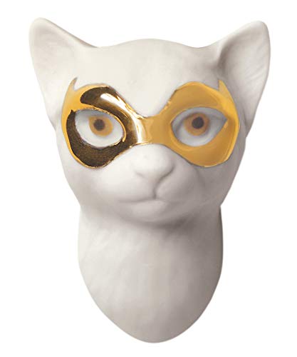 Lladró Gioielli Gatto con Maschera ciondolo porcellana oro