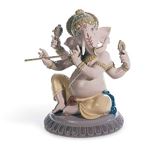 Lladró Sculture Ganesha con Bansuri statua ganesha porcellana