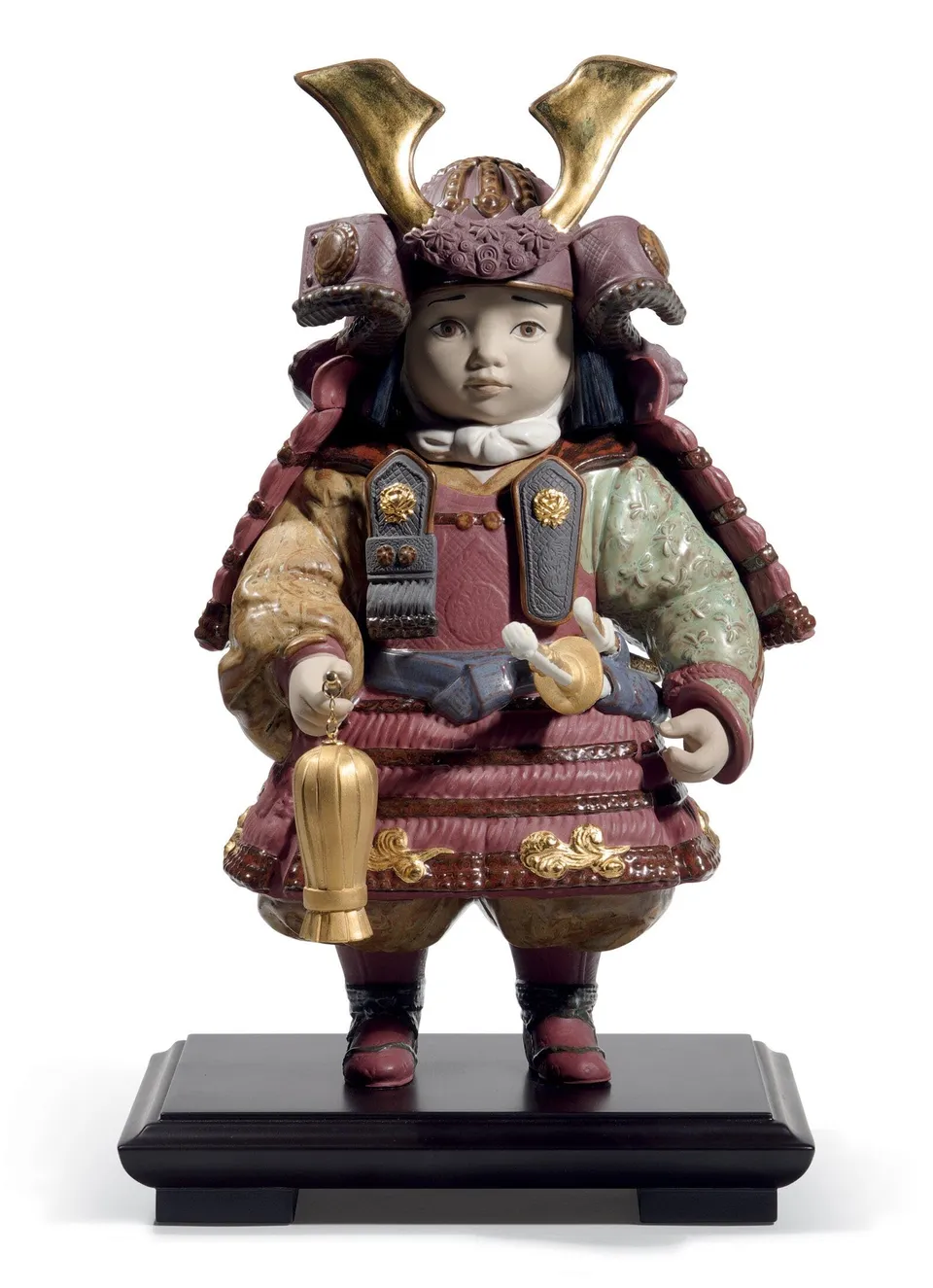 Lladró Alta Porcellana Bambino Samurai figurina lustro oro