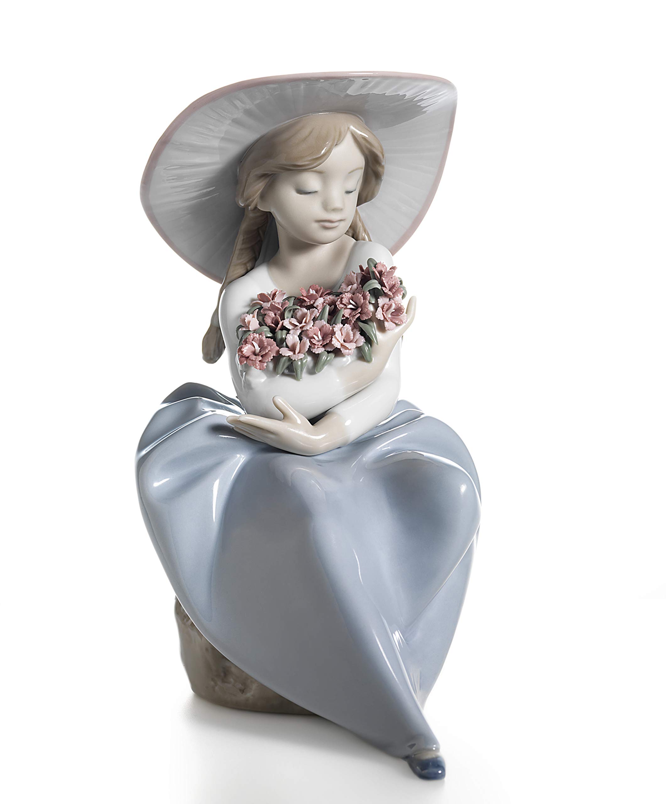 Lladró Sculture Bimba Con Fiori Figurina Porcellana Fatta a Mano