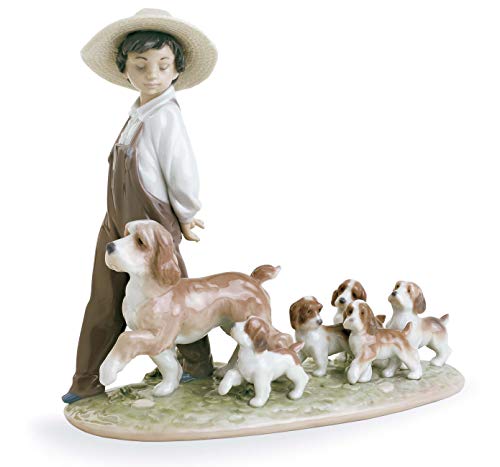 Lladró Sculture Piccoli Esploratori figurina bimbo cani