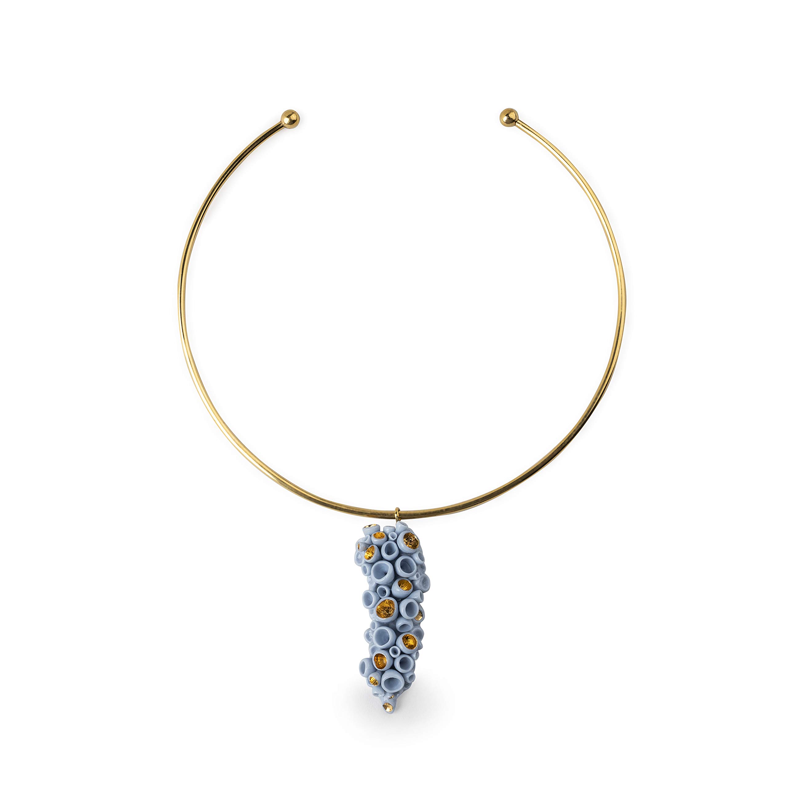 Lladró Coral Reef Collana Porcellana Azzurro e Oro