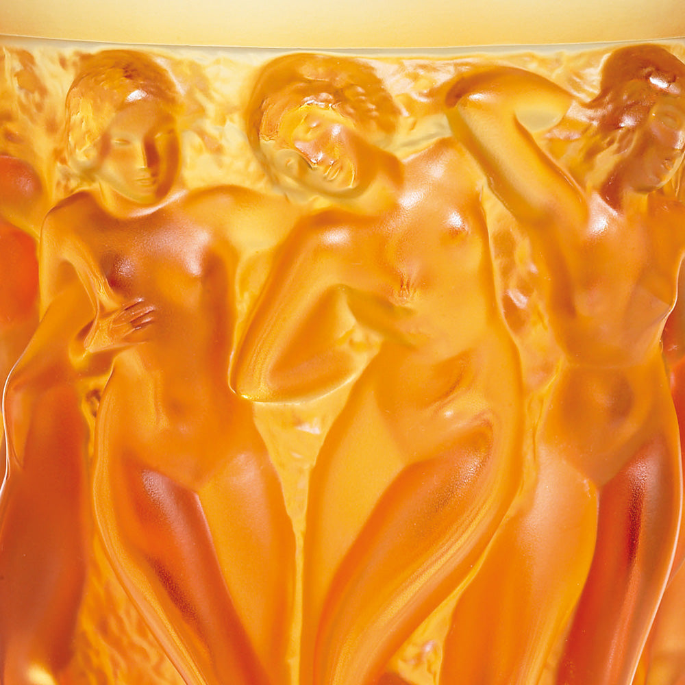 Lalique Bacchantes vaso ambra cristallo Taglia M