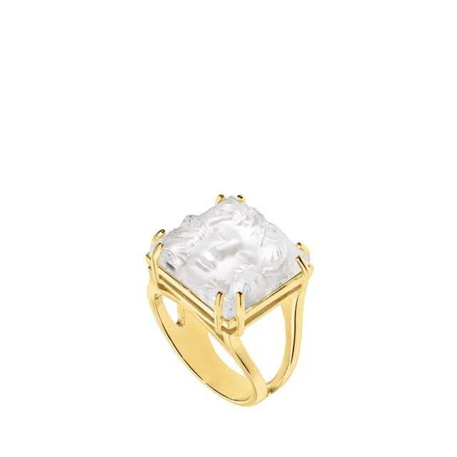 Lalique Aréthuse Anello Ottone Placcato Oro 18K Mis. 51