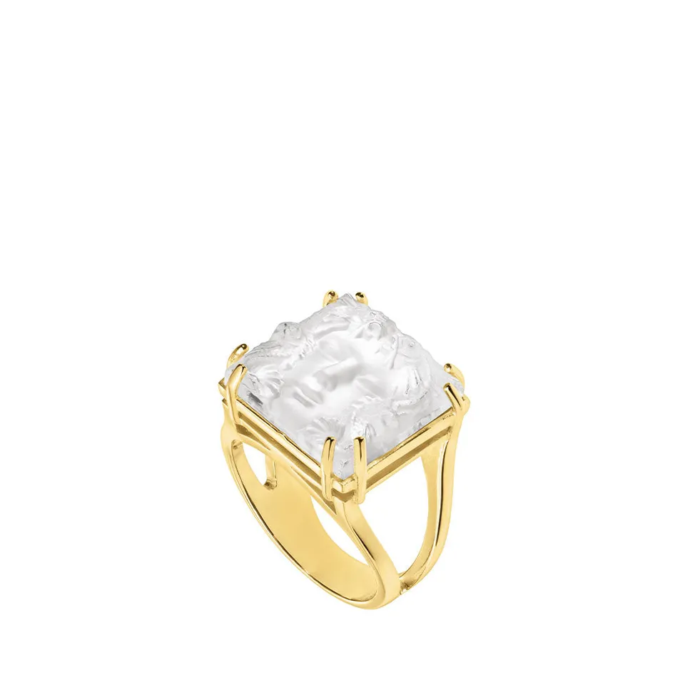 Lalique Aréthuse Anello Ottone Placcato Oro 18K Mis. 51