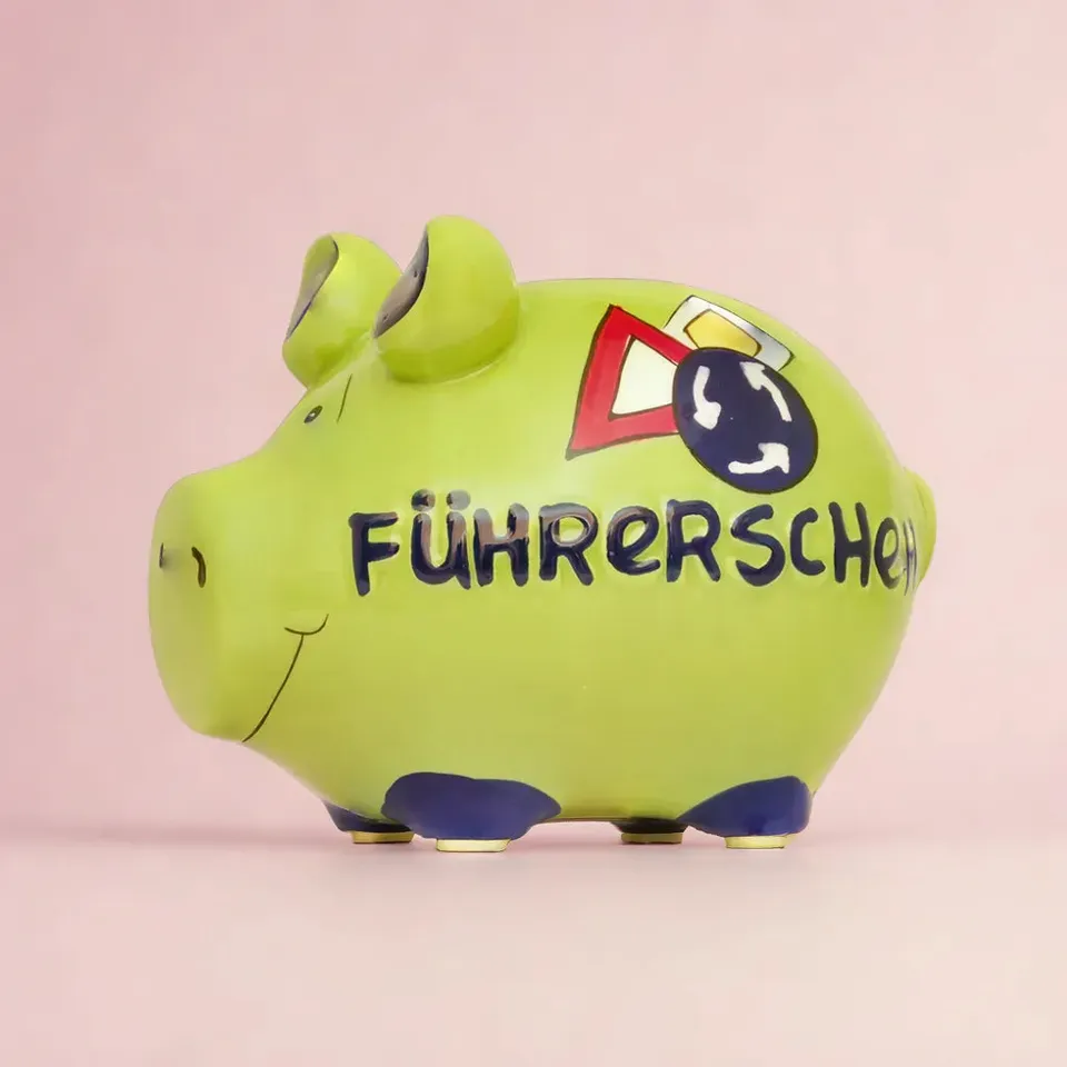 Sparschwein Kleinschweine Führerschein salvadanaio verde ceramica