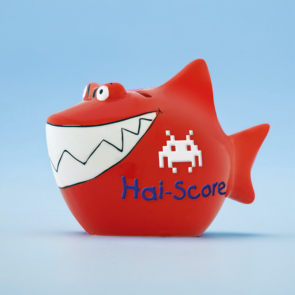 Sparschwein Company Kleinhaie Hai-Score salvadanaio squalo ceramica