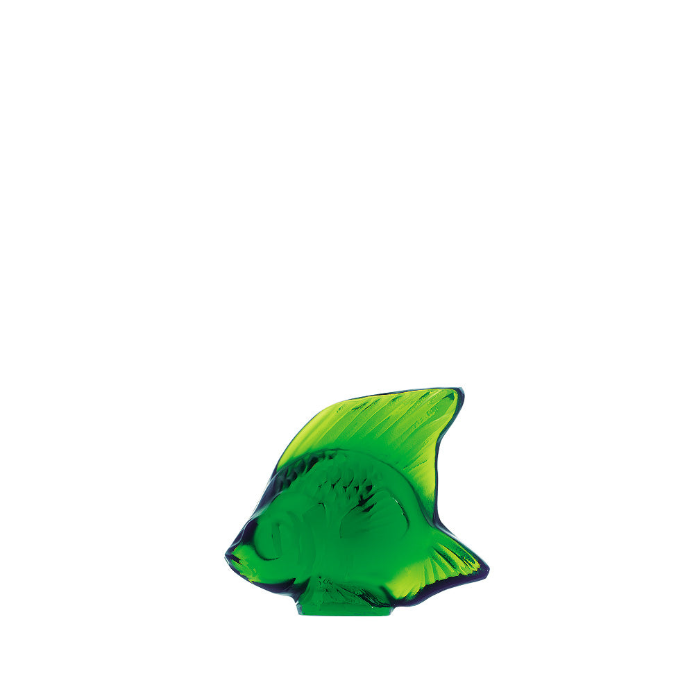 René Lalique Fish scultura cristallo S verde prato