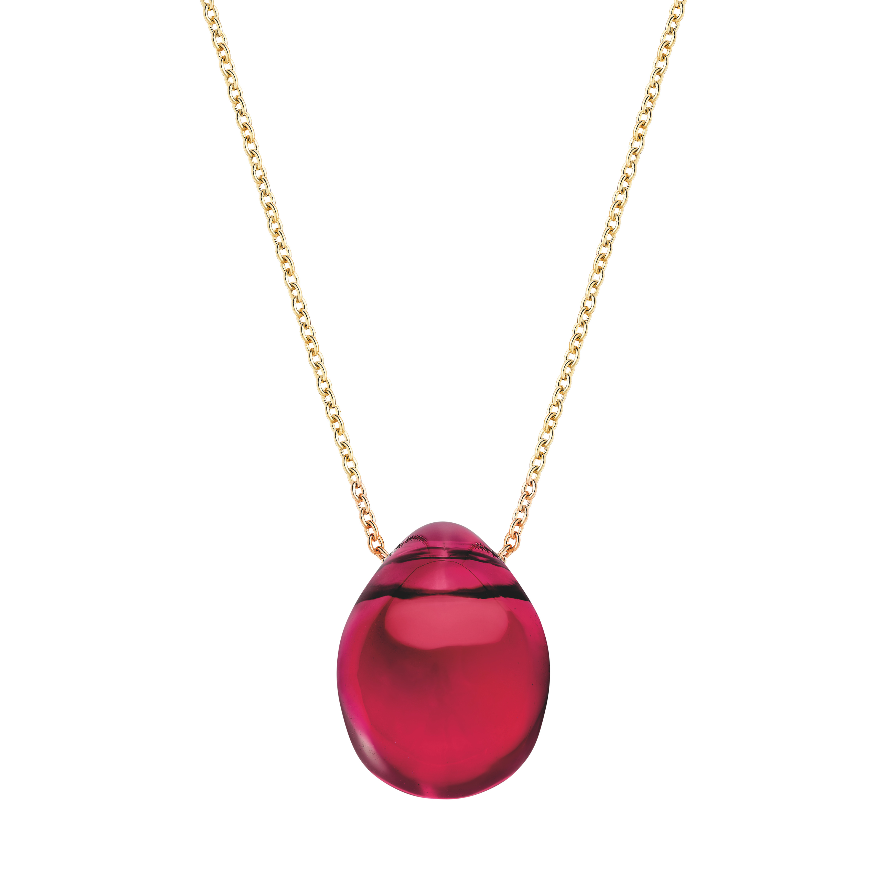 René Lalique Cabochon ciondolo rosso ottone dorato