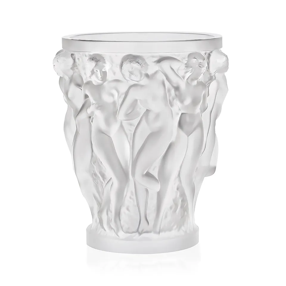 René Lalique Bacchantes Vaso Grande XXL in Cristallo Incolore