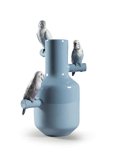 Lladró Parrot Parade vaso porcellana turchese fatto a mano