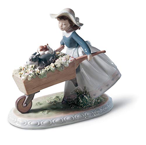 Lladró Bimba Carretta di Fiori figurina porcellana fatta a mano