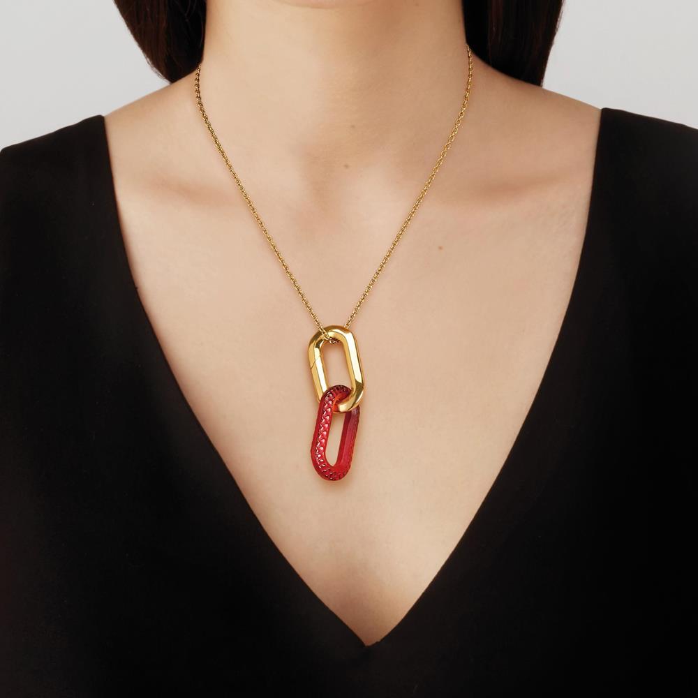 René Lalique Empreinte Animale ciondolo rosso placcato oro