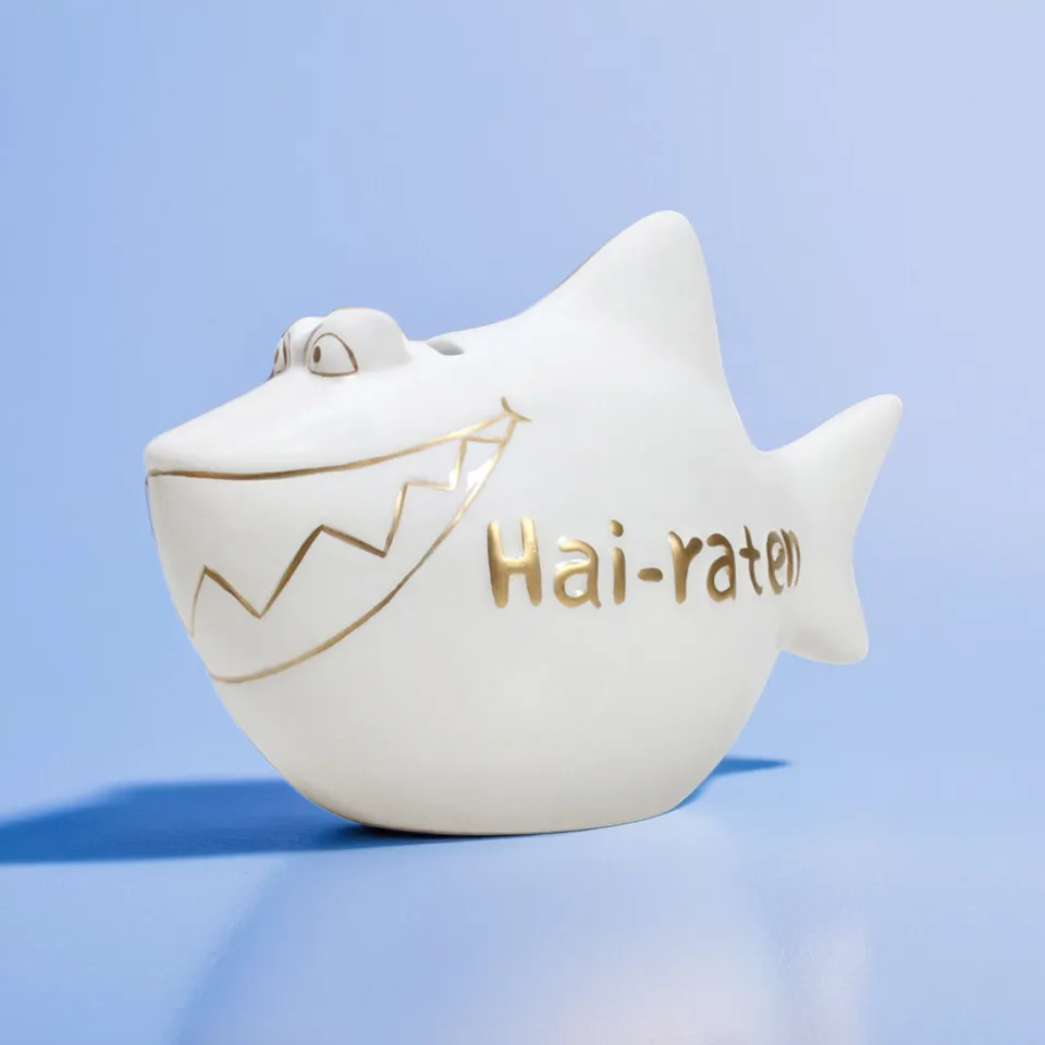 Sparschwein Company Hai-raten salvadanaio squalo piccolo bianco oro