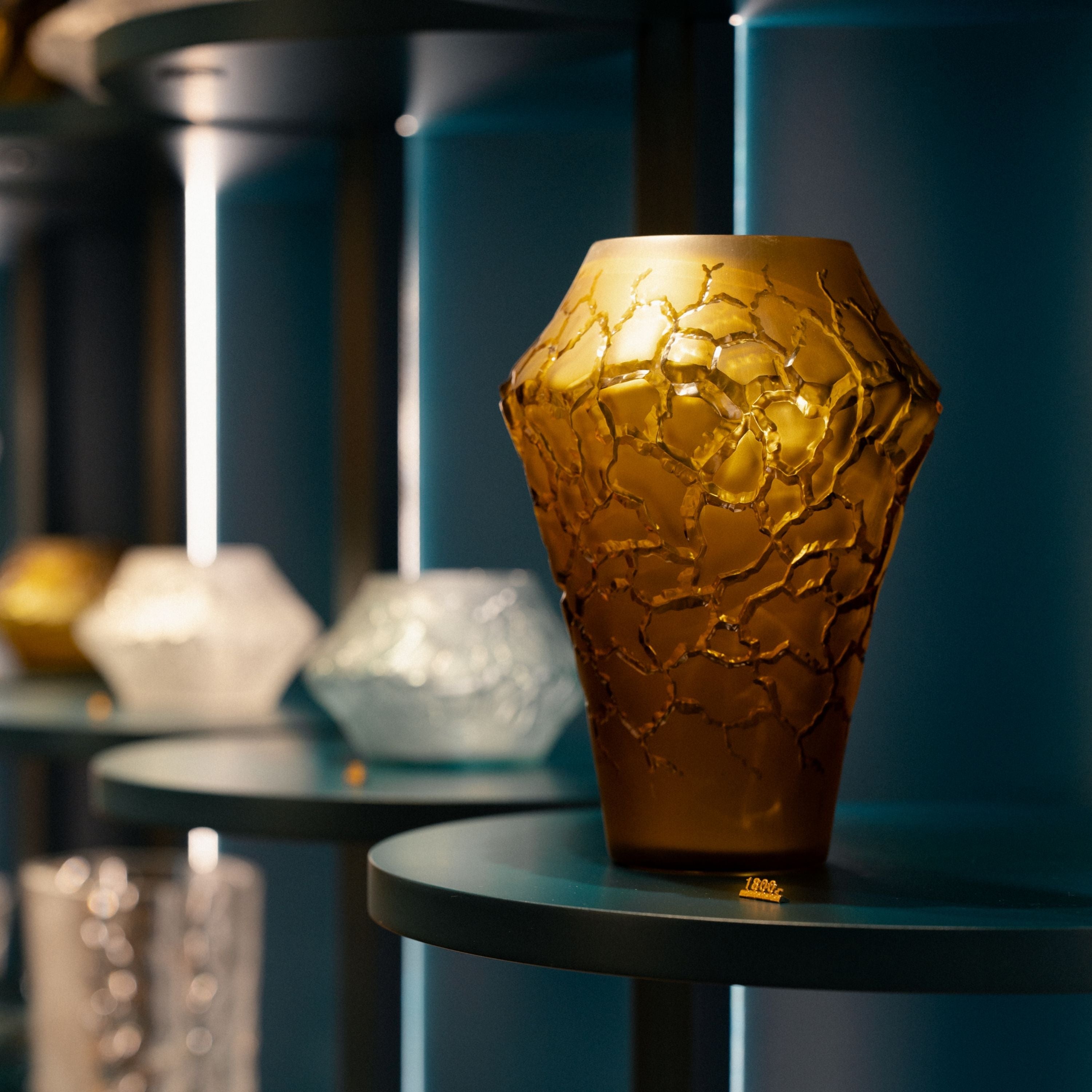 René Lalique Caldera vaso cristallo satinato Taglia M