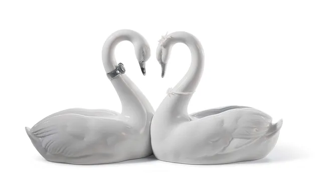 Lladró Cigni Amore Senza Fine figurina lustro argento