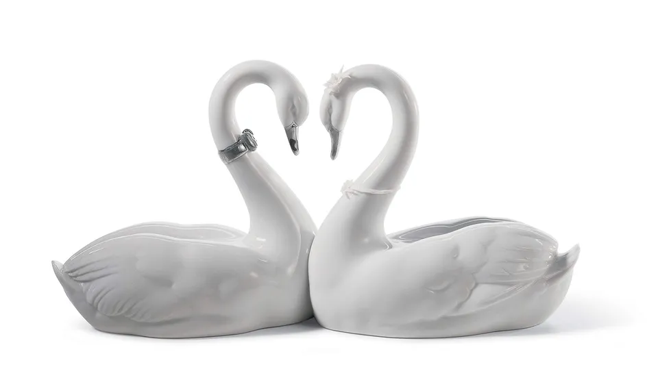 Lladró Cigni Amore Senza Fine figurina lustro argento