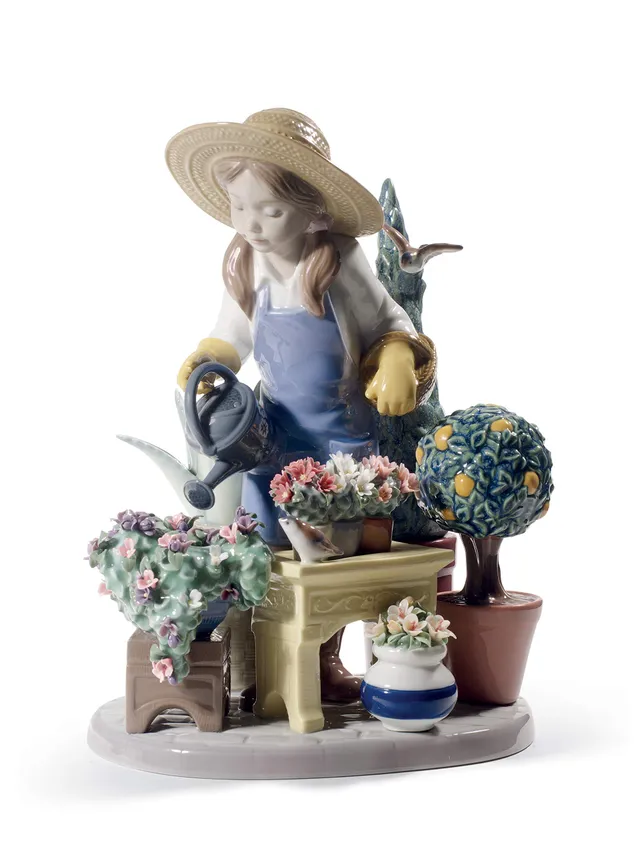 Lladró Sculture Bimba Nel Mio Giardino figurina fiori