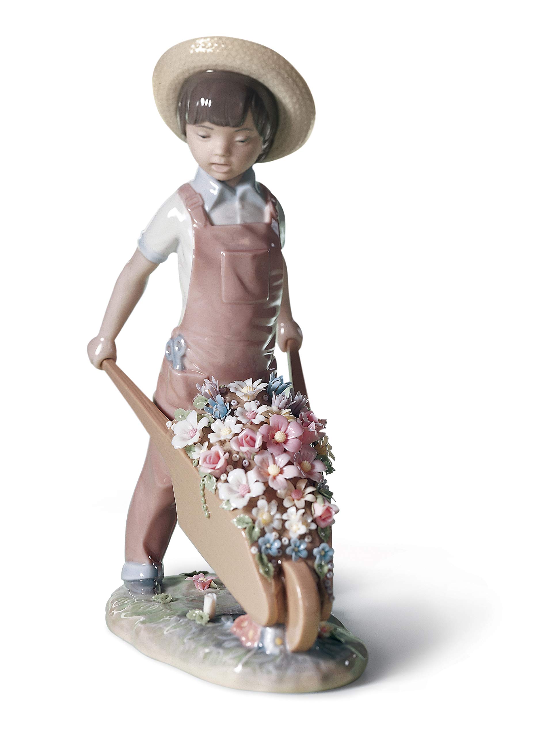 Lladró Sculture Bimbo con Fiori Figurina Porcellana Bambini