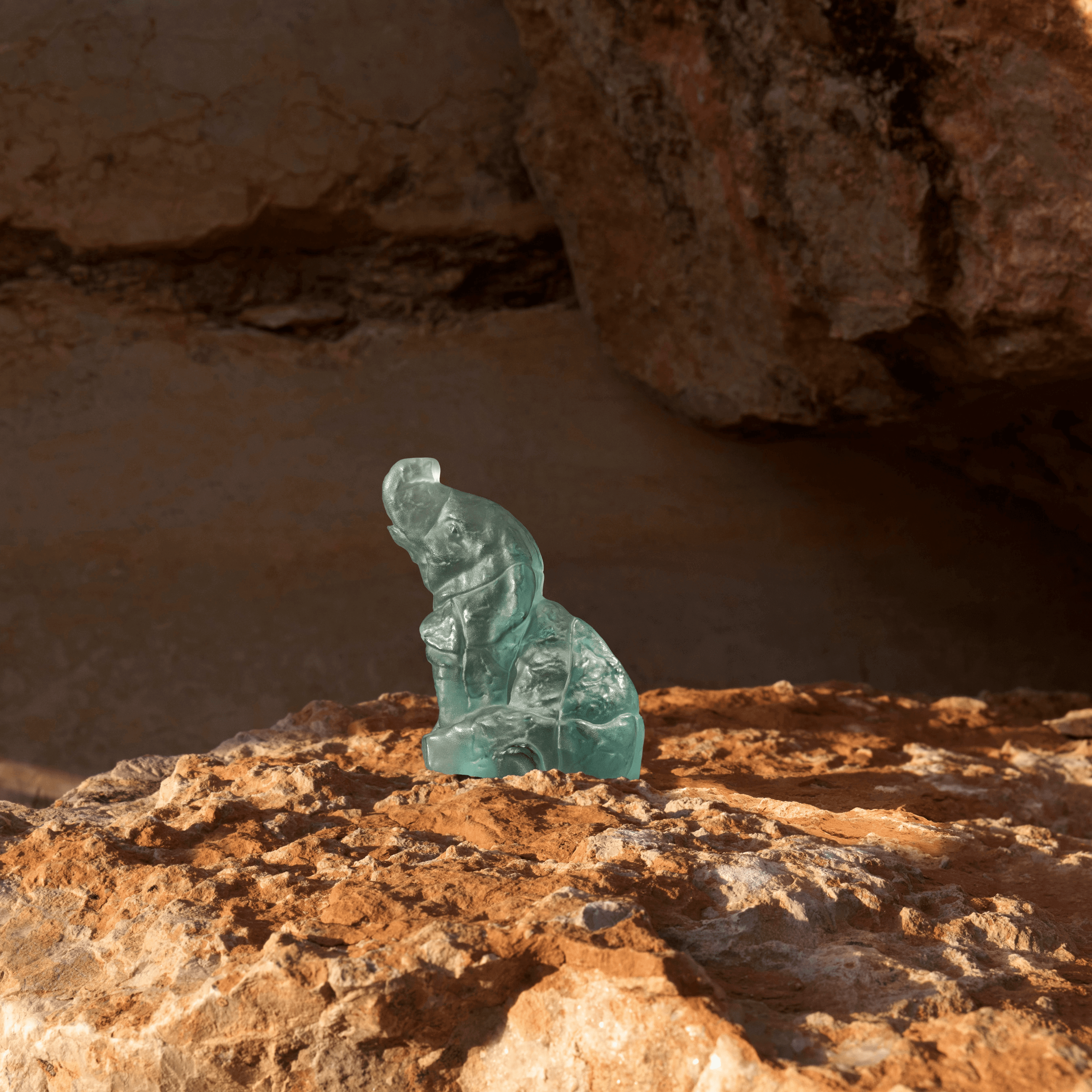 René Lalique Baby Elephant scultura elefantino blu Persepolis