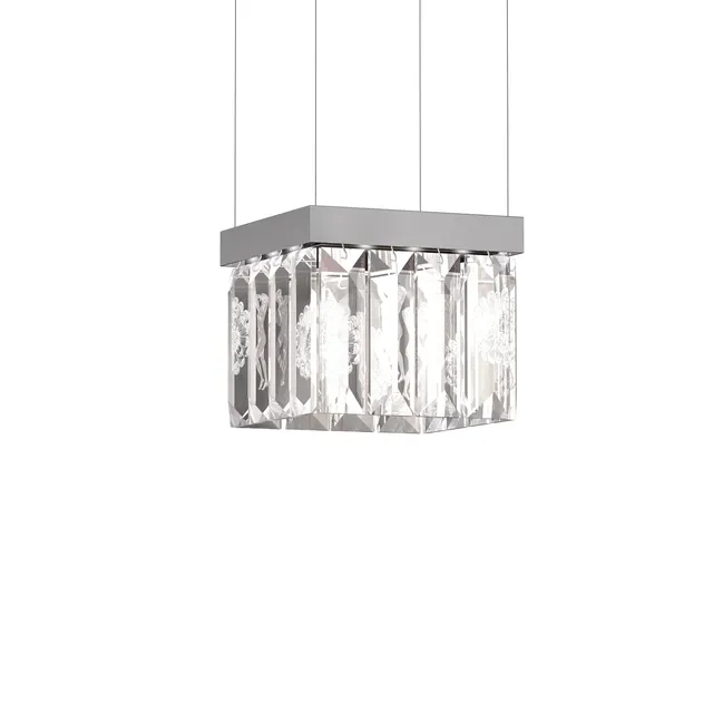 René Lalique Serene 16 Prisms lampadario quadrato cristallo