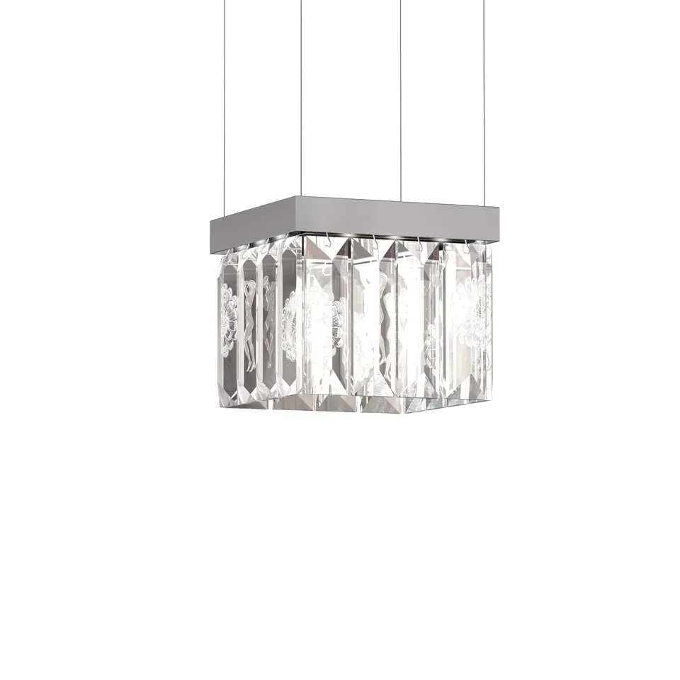 René Lalique Serene 16 Prisms lampadario quadrato cristallo