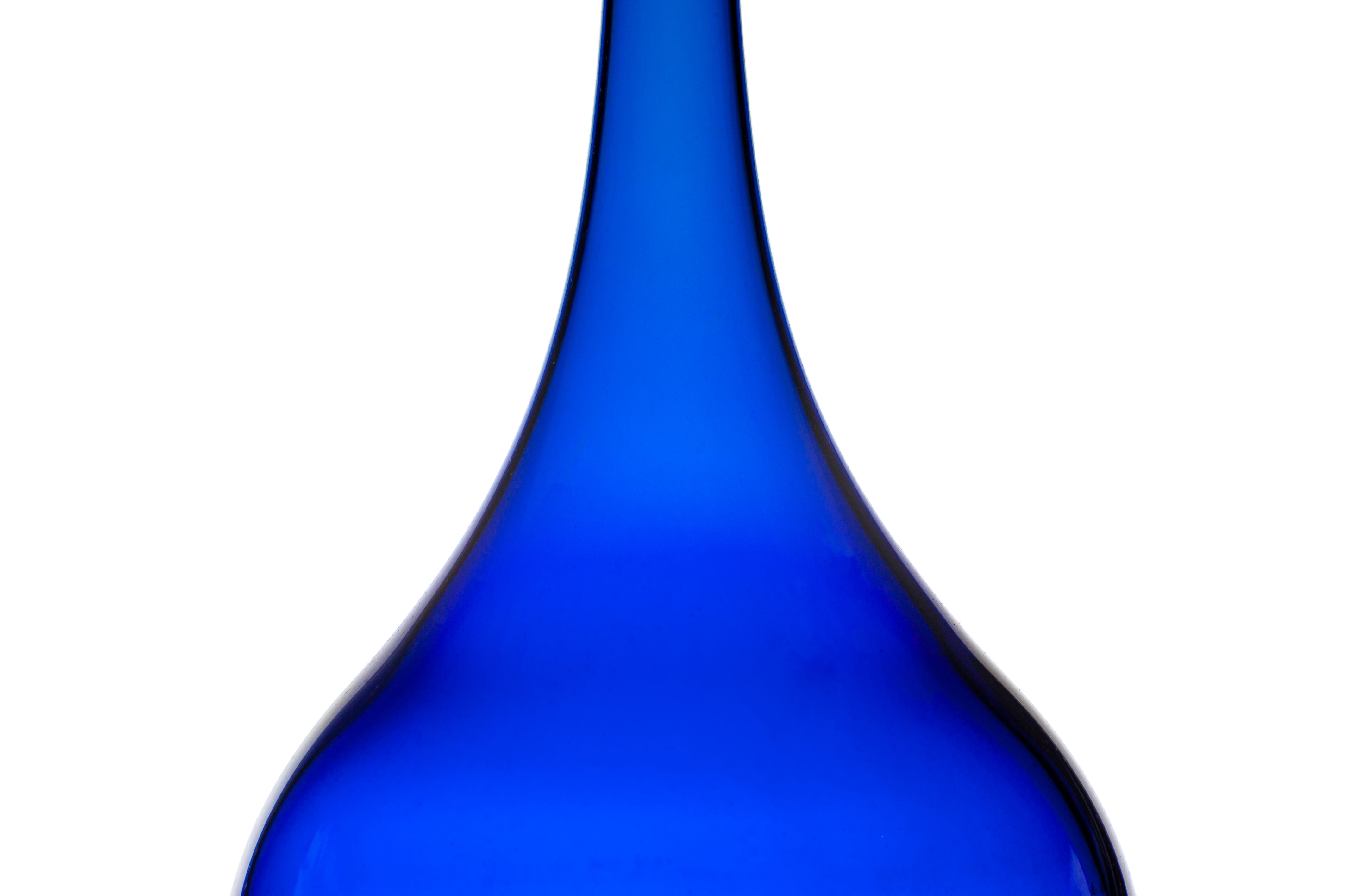 Vaporetto Sonetto vaso vetro Murano 28 cm blu filigrana