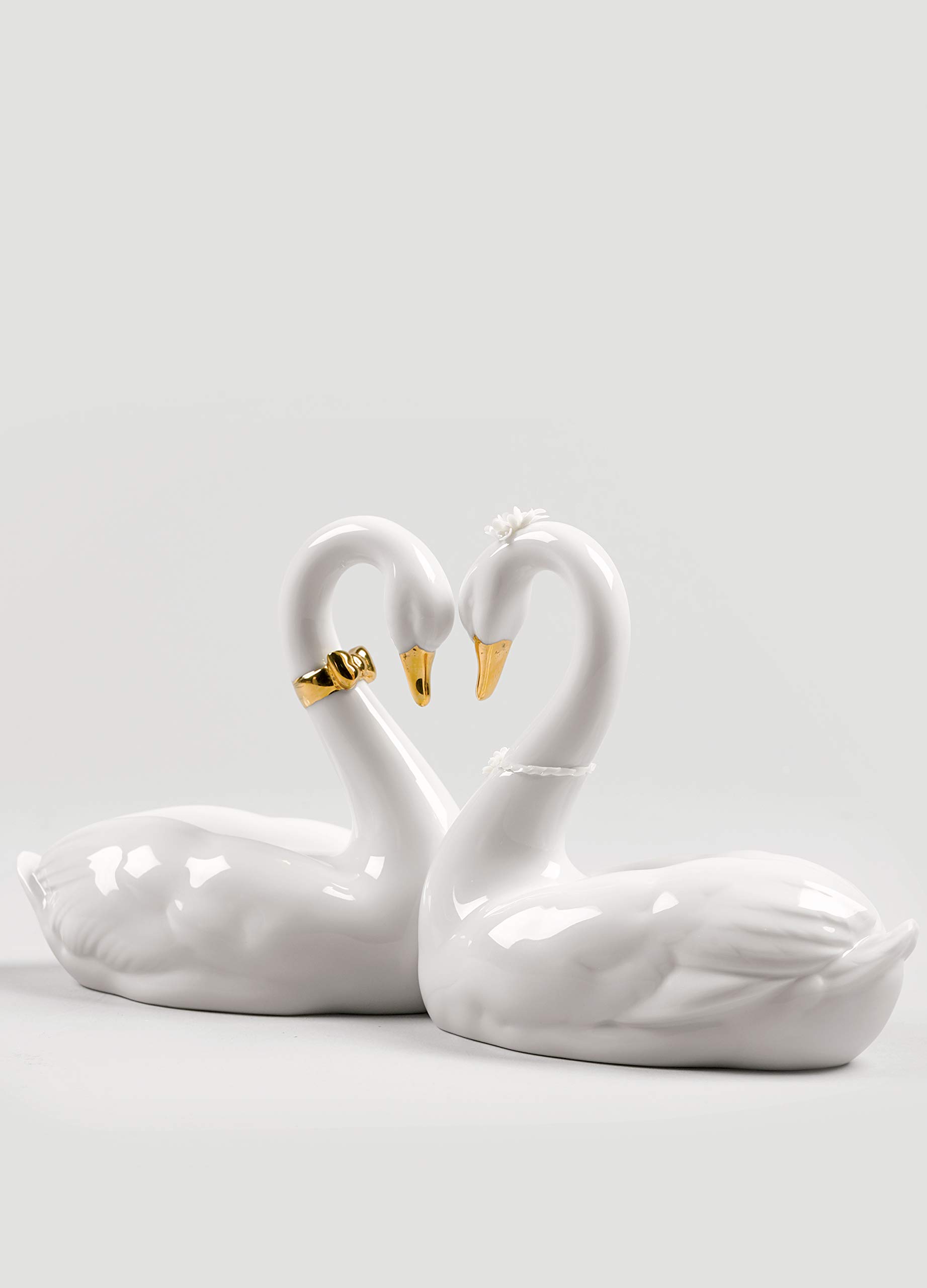 Lladró Cigni Amore Senza Fine figurina porcellana oro