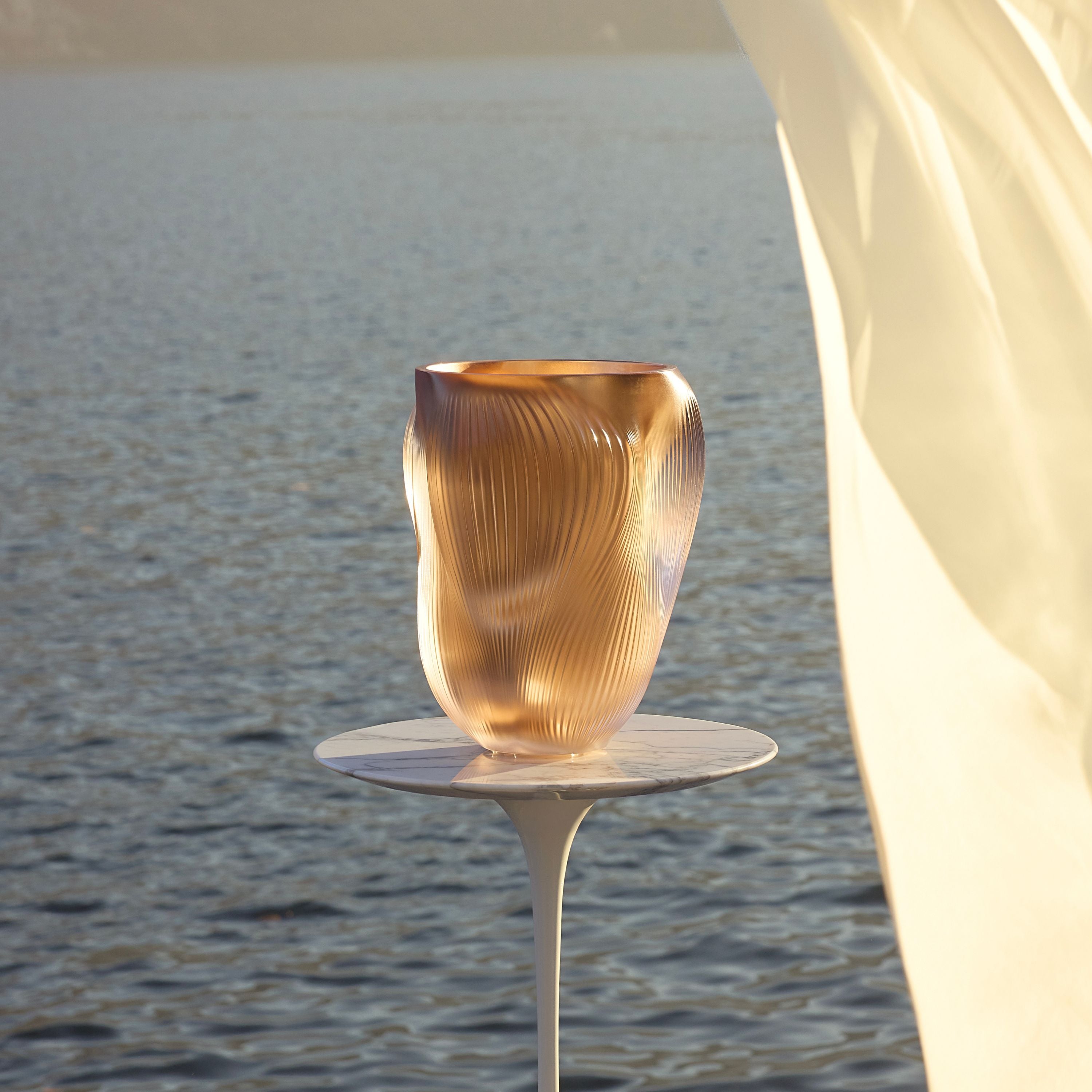 René Lalique Alizé Vaso Grande L oro rosa cristallo