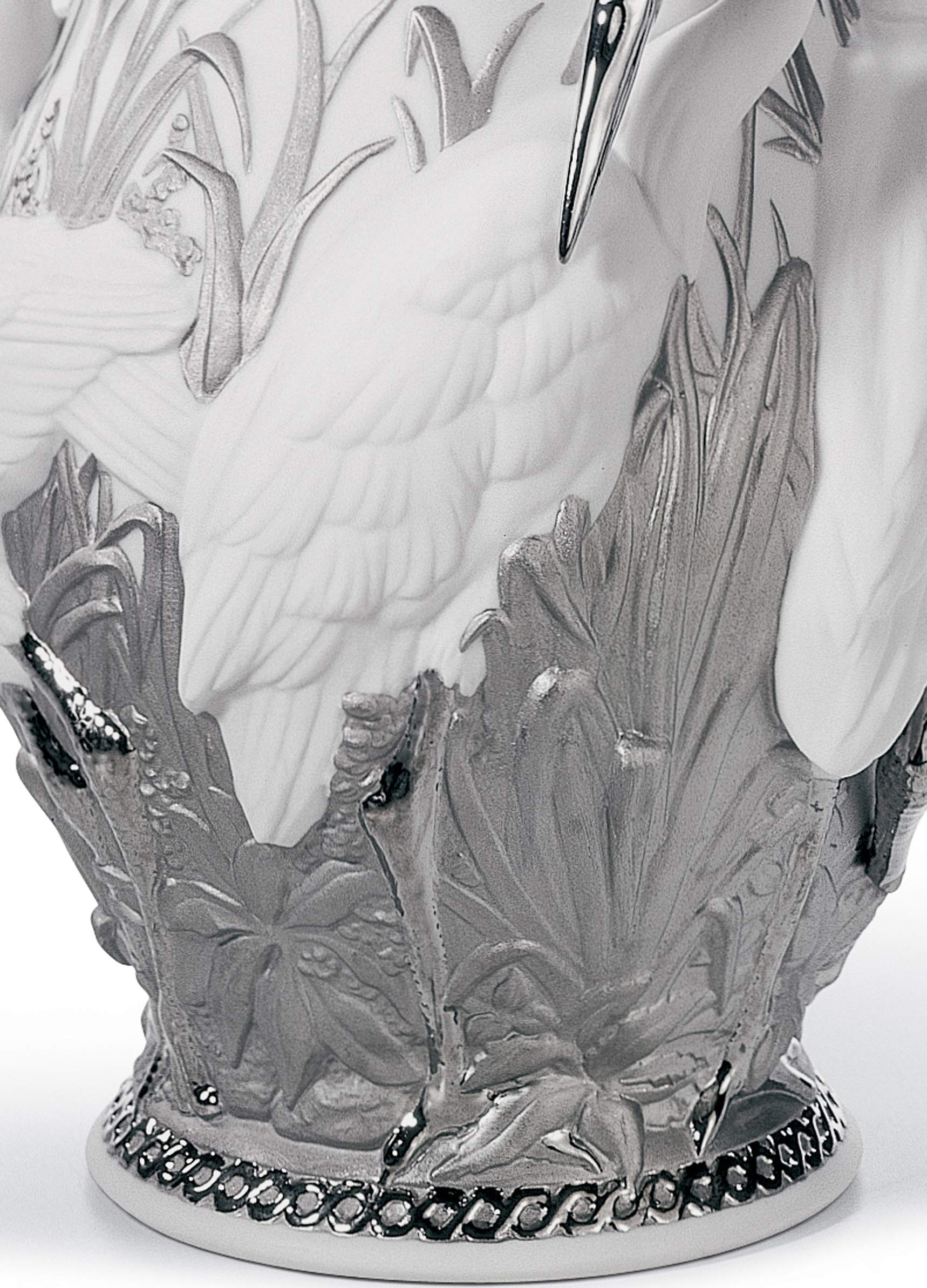 Lladró Vaso Aironi Cinerini vaso porcellana lustro argento