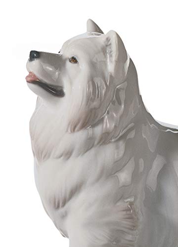 Lladró Sculture Cane figurina porcellana bianco grigio