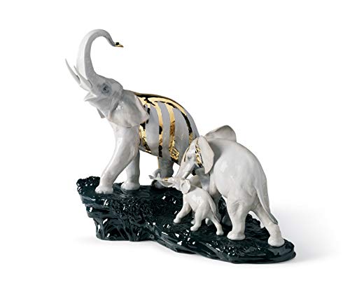 Lladró Sculture Celebrazione Elefanti figura roca nera