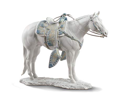 Lladró Alta Porcellana Quarter Horse bianco scultura cavallo