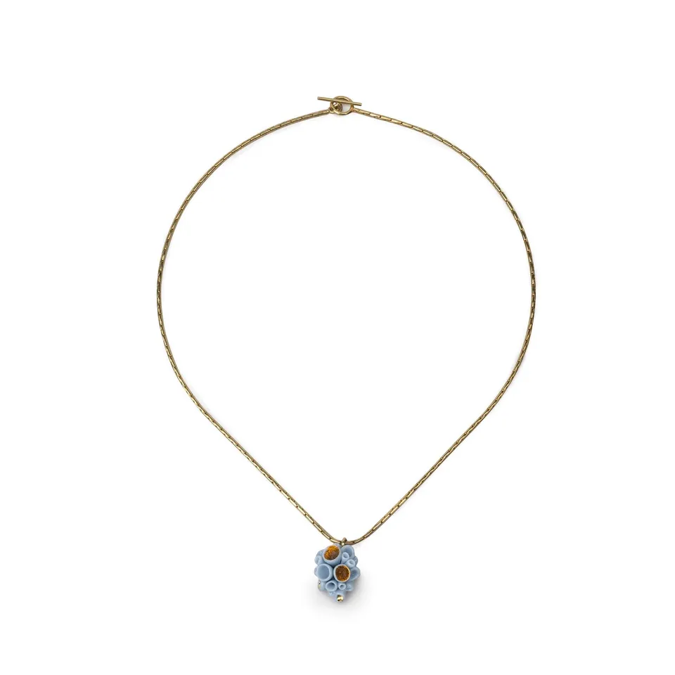 Lladró Coral Reef Ciondolo Pendente Porcellana Azzurro Oro