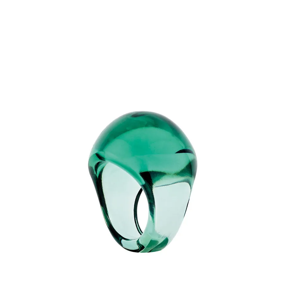Lalique Cabochon anello cristallo verde profondo misura 52