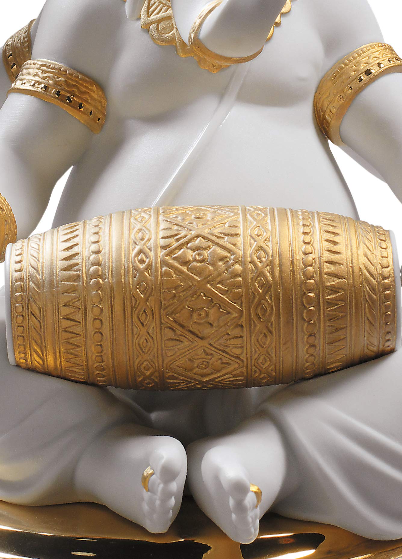 Lladró Sculture Ganesha con Mridangam figurina oro lustro