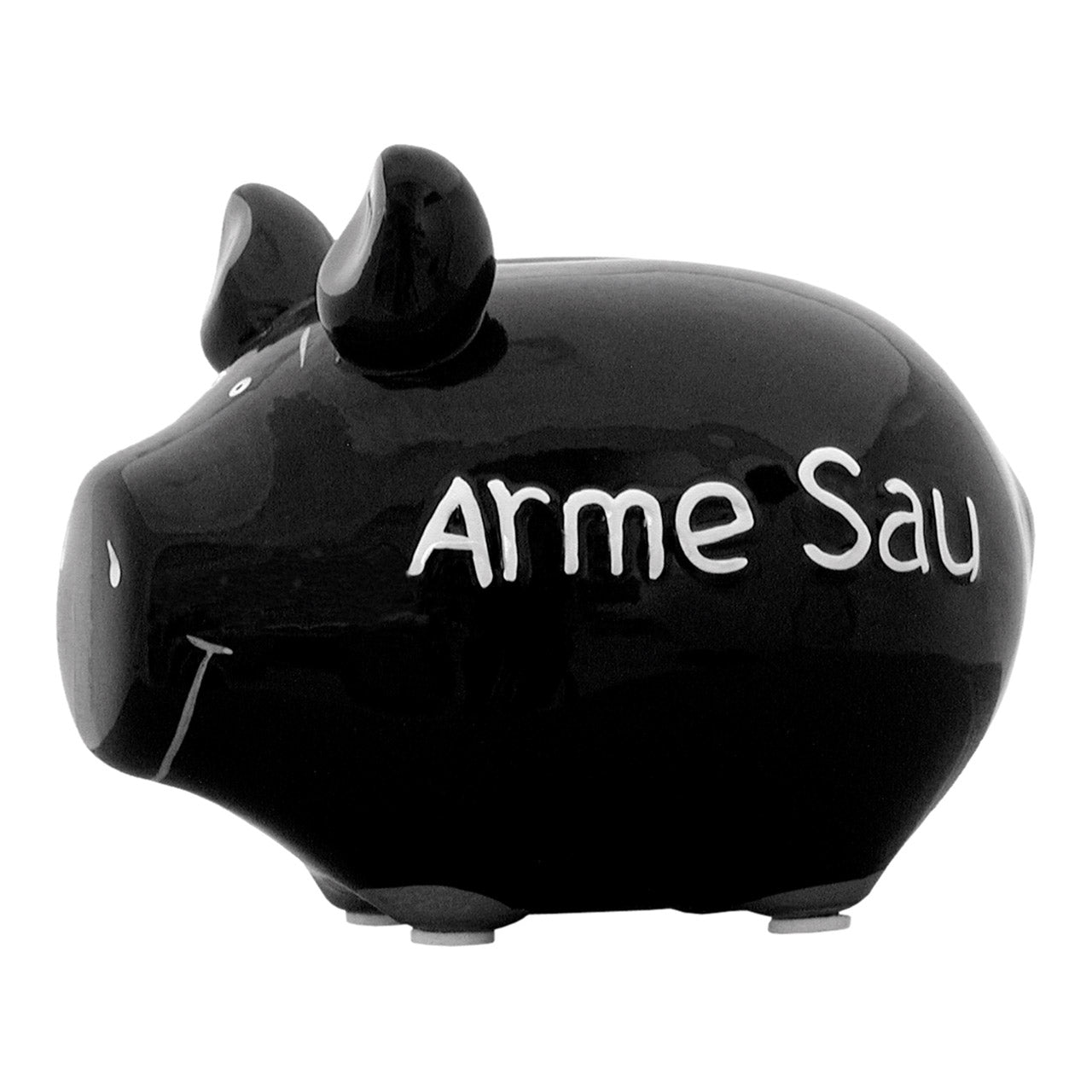Sparschwein Company Kleinschweine Arme Sau salvadanaio nero scritta