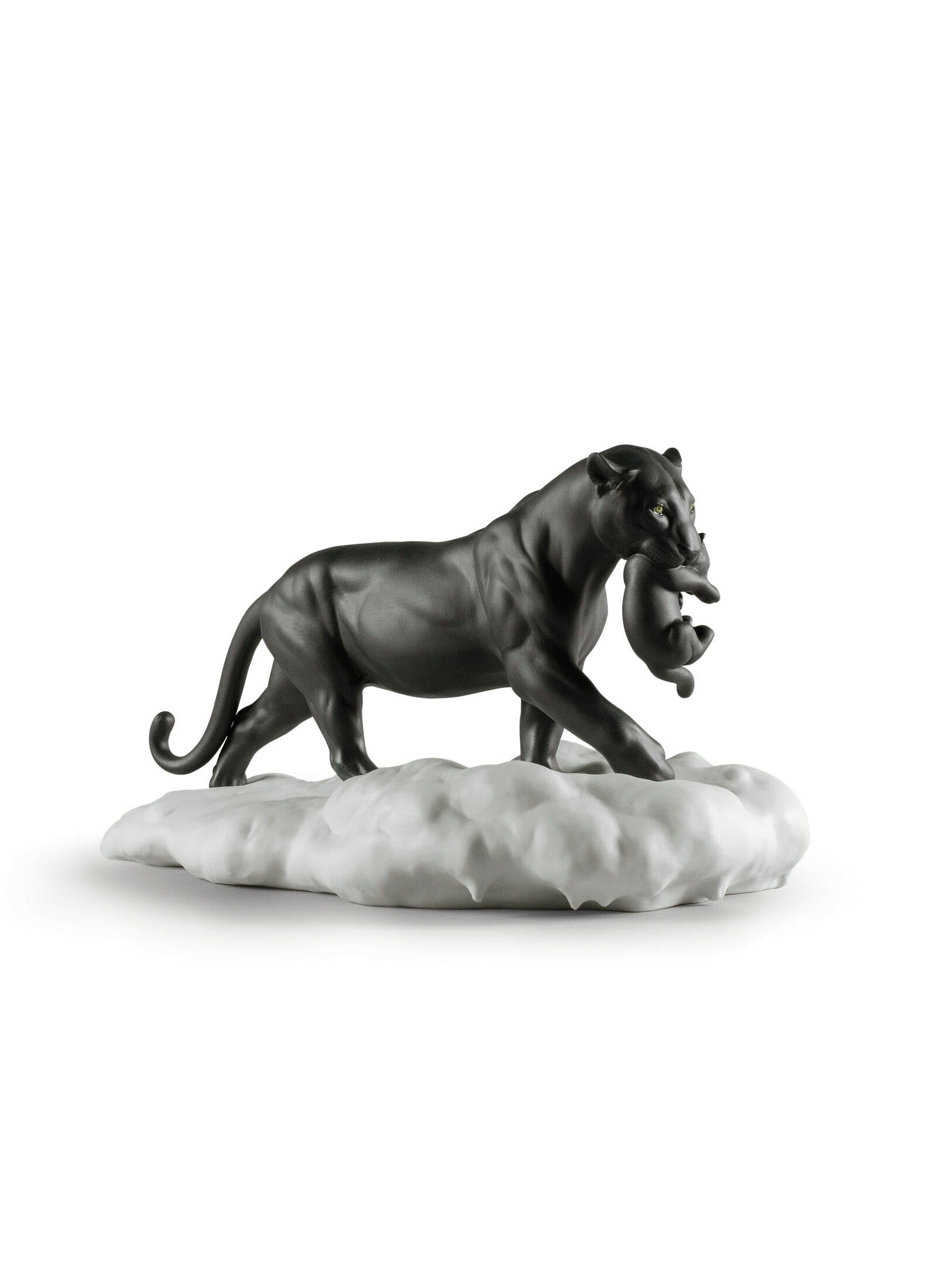Lladró Pantera nera con cucciolo scultura in porcellana