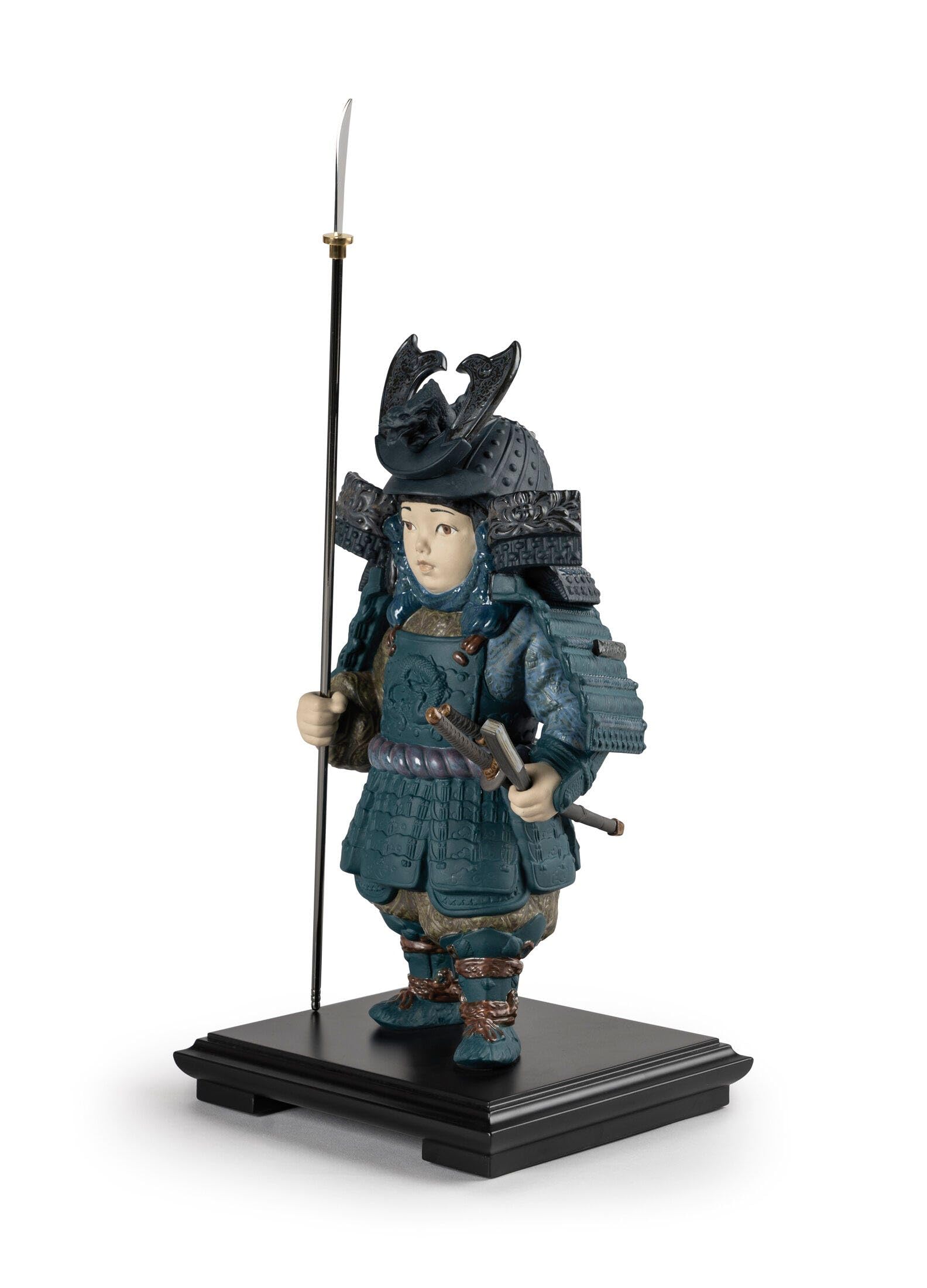 Lladró Sculture Bambino Samurai statuetta blu