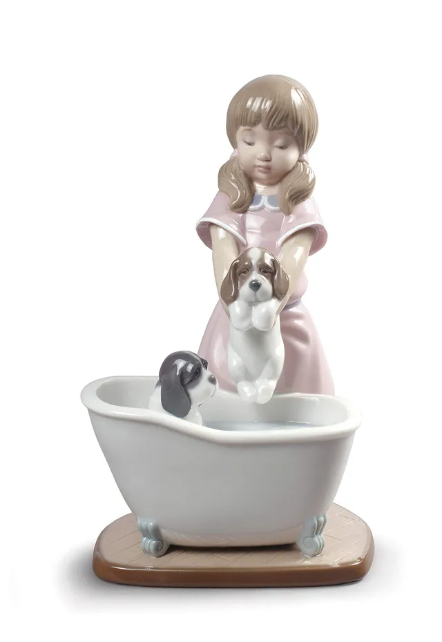 Lladró Bimba Bagnetto Cuccioli figurina porcellana