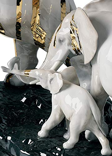 Lladró Sculture Celebrazione Elefanti figura roca nera