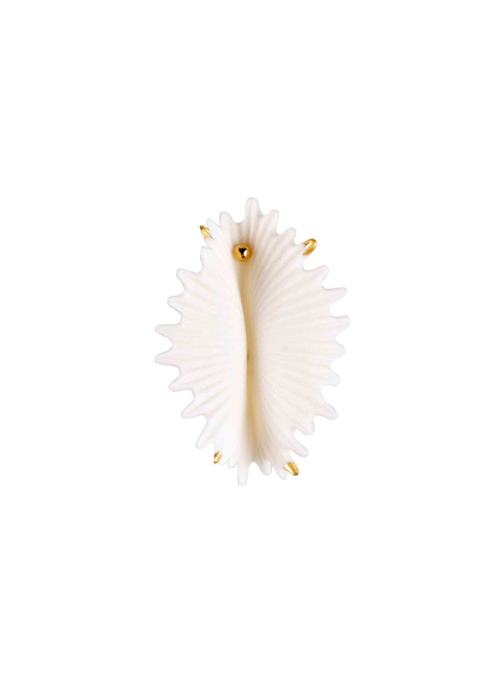 Lladró Actinia Orecchino Grande Porcellana Bianco Oro