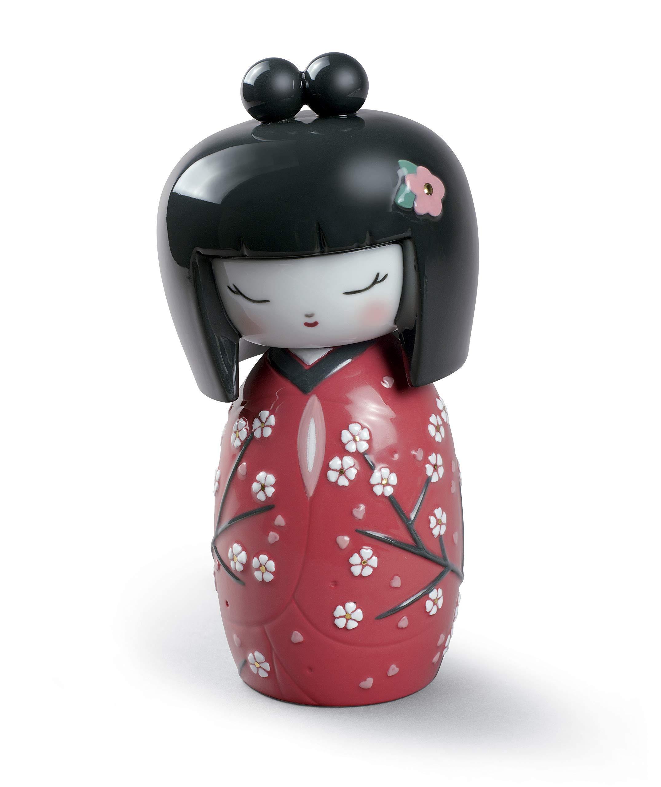 Lladró Sculture Kokeshi II statuetta porcellana rossa 15 cm