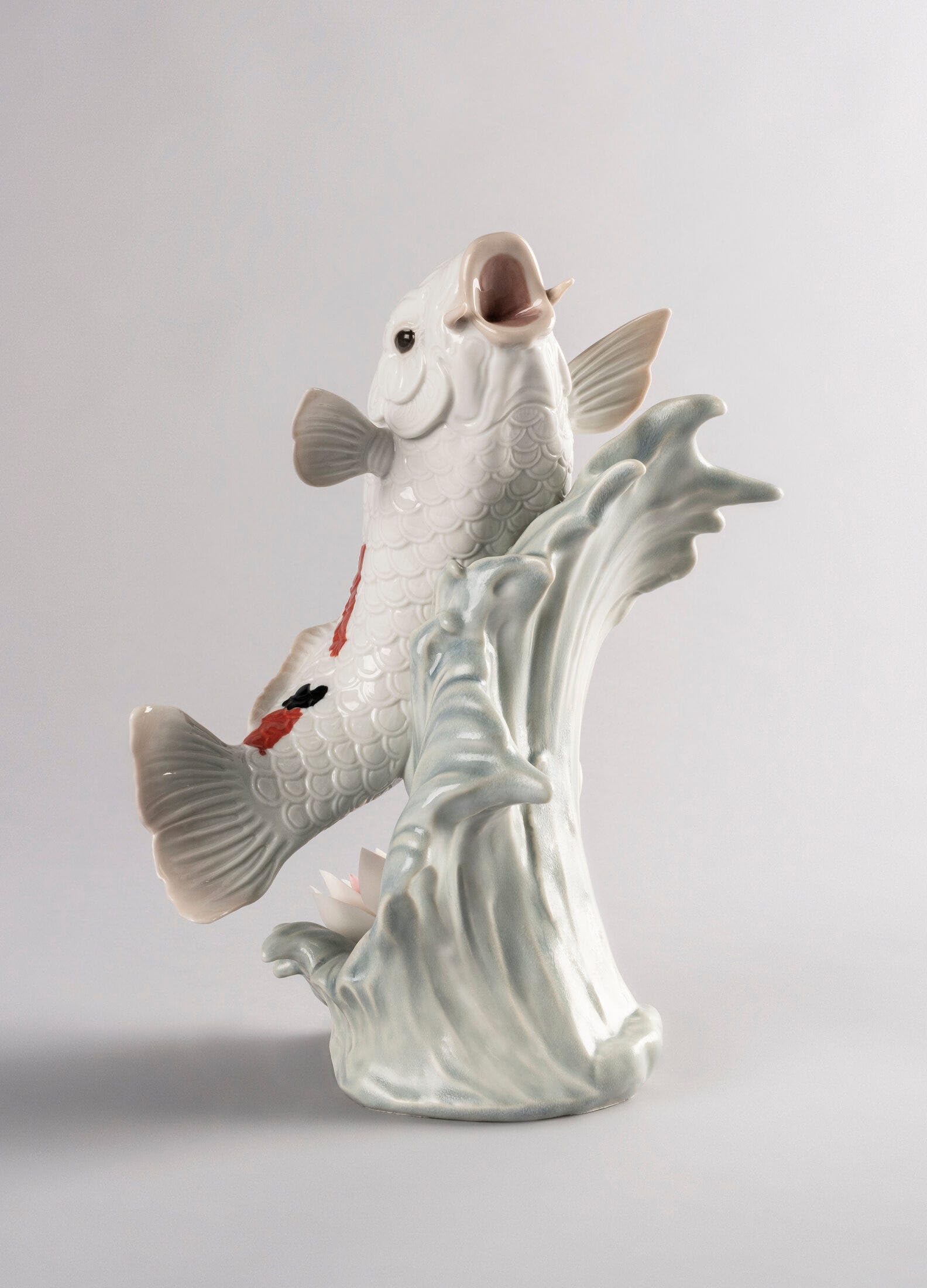 Lladró Koi scultura in porcellana carpa rossa fatto a mano