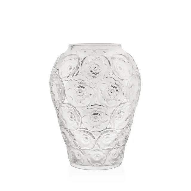 Lalique Anemones vaso cristallo incolore taglia M
