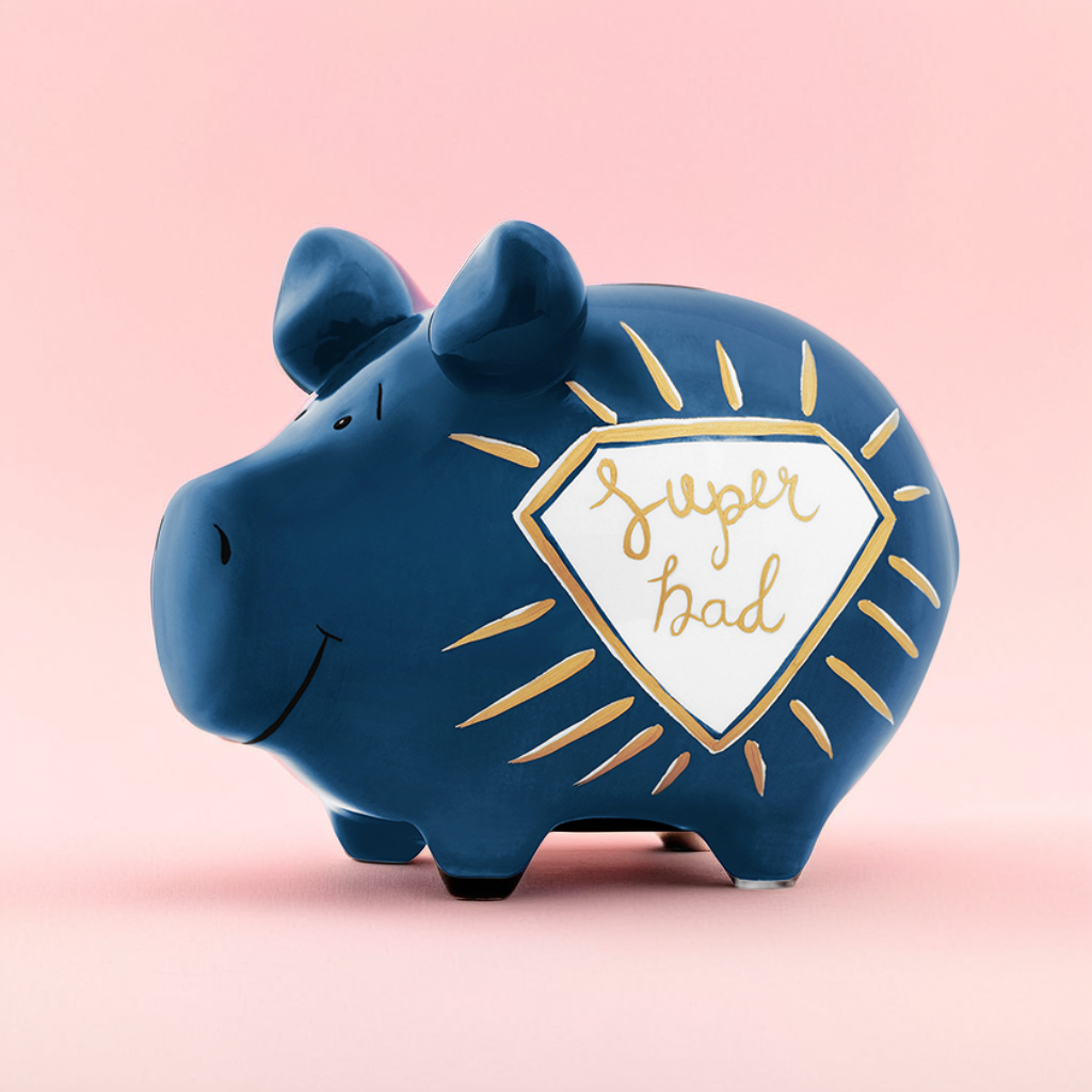 Sparschwein Company Kleinschweine Super Dad salvadanaio papà blu