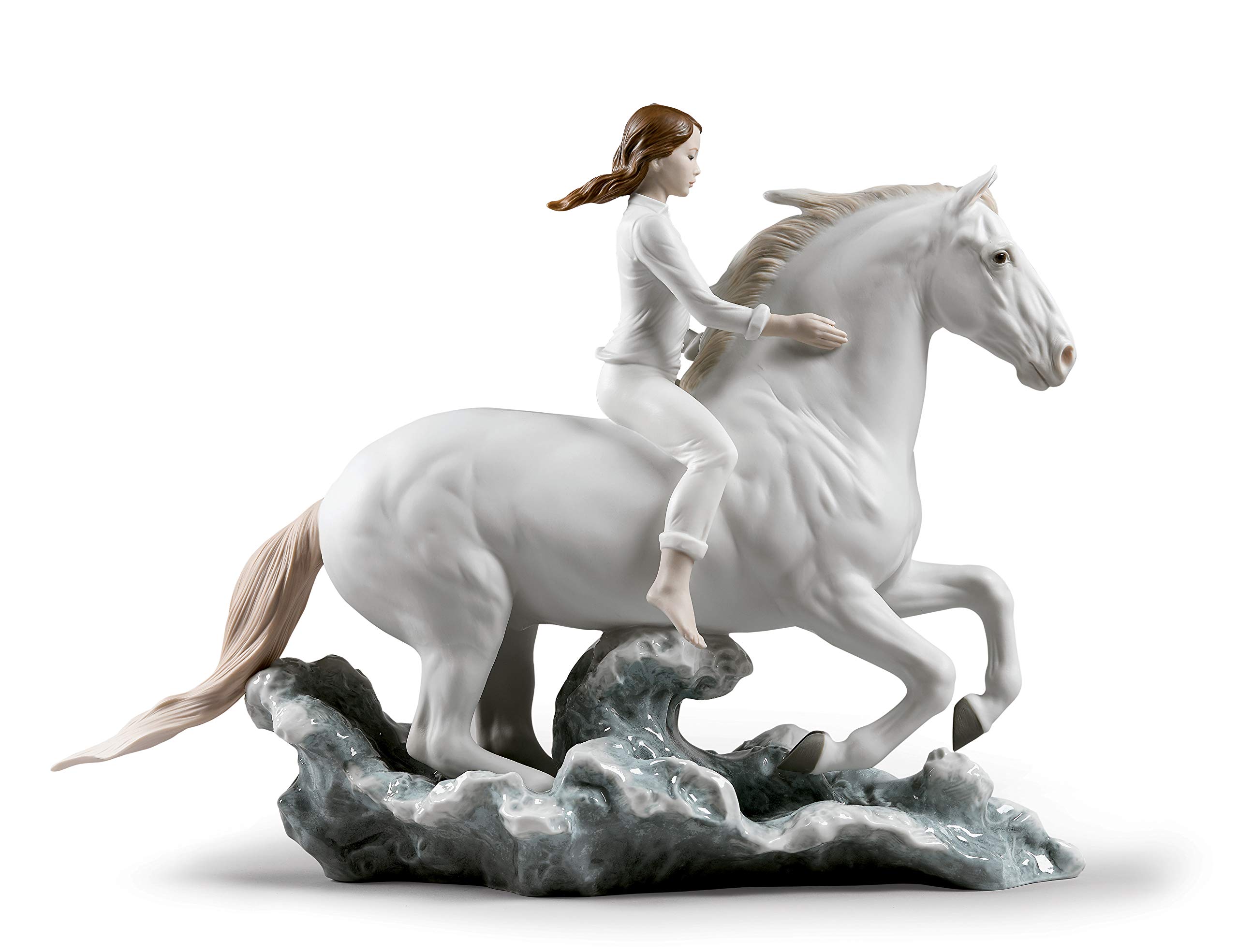 Lladró Cavallo e Donna scultura porcellana Galoppo Mare