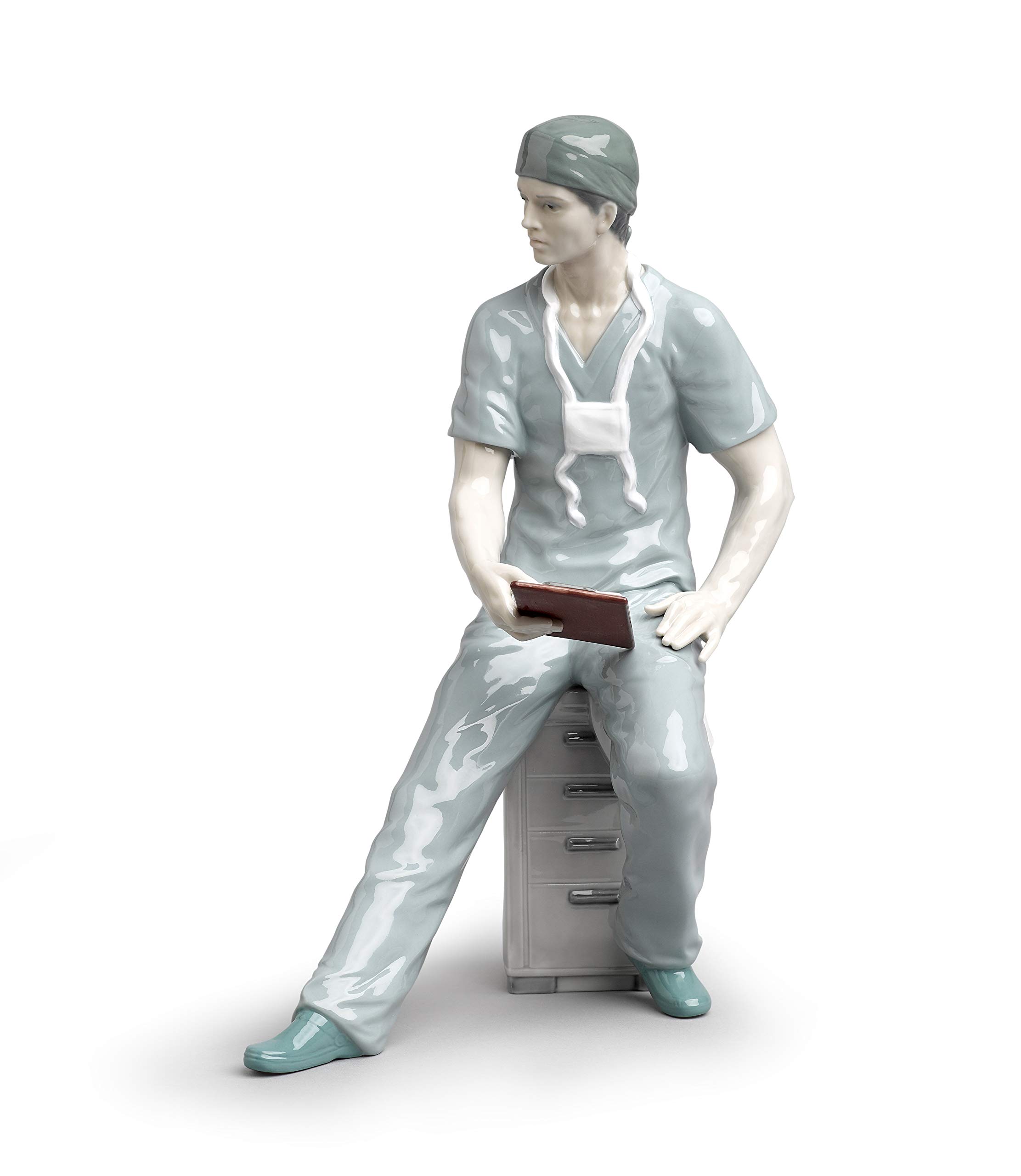 Lladró Sculture Chirurgo figura medico porcellana verde