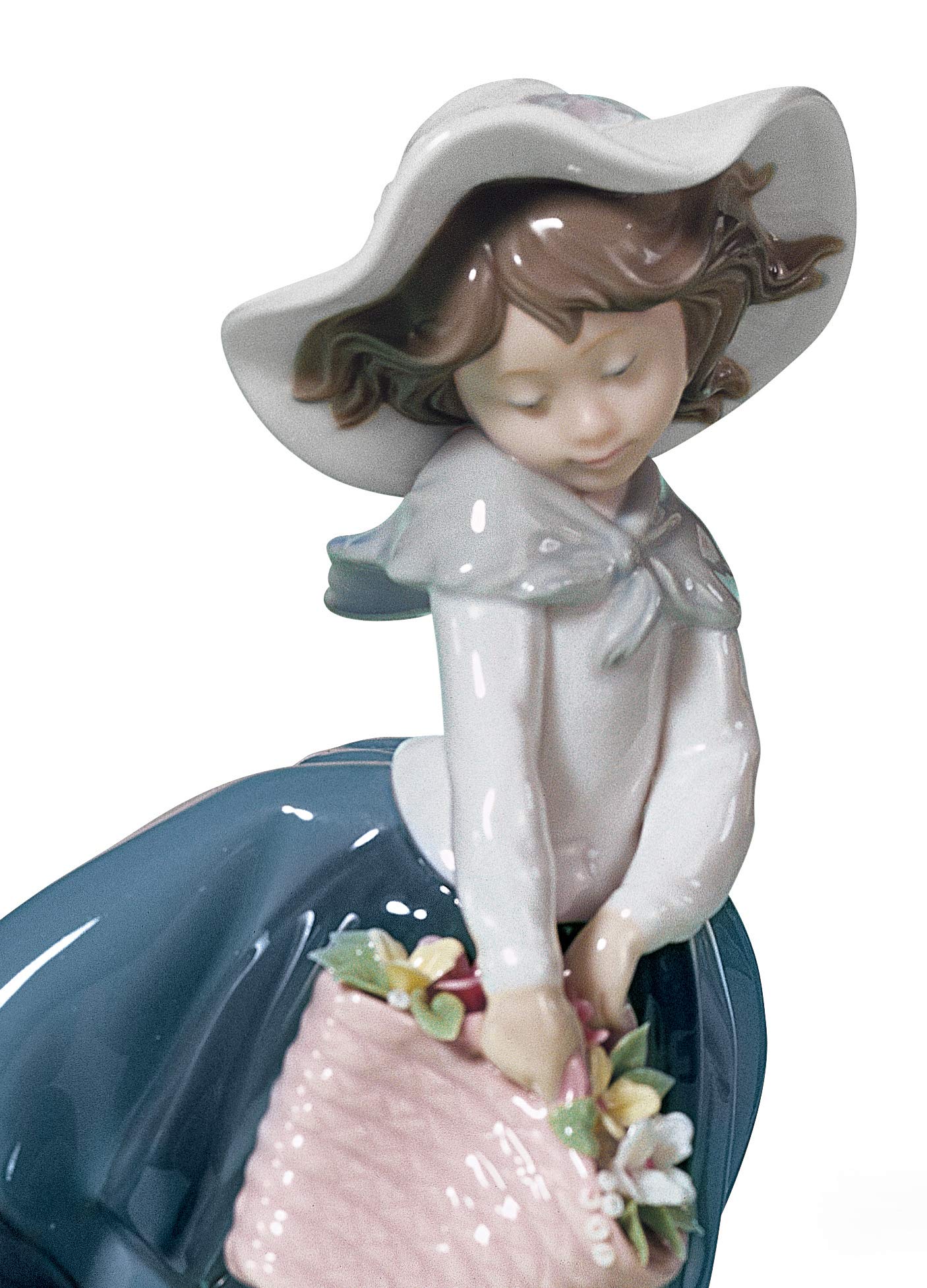 Lladró Ragazza Con Borsa figurina porcellana con fiori